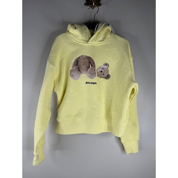 Palm Angels Yellow Broken Bear Hoodie Authentic Unisex Childs Size 8 NWT - Picture 2 of 11